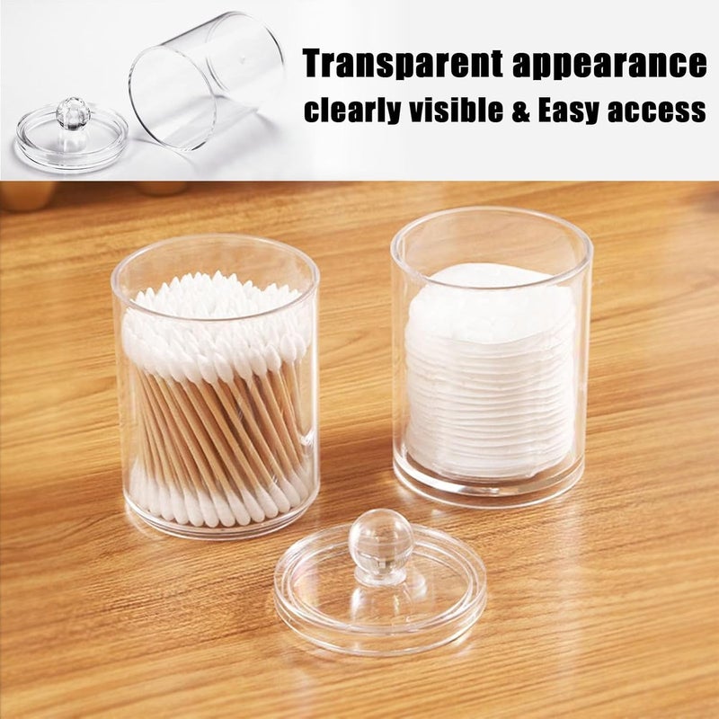 DIYOHFE 3PCS Acrylic Qtip Dispensers Holders With Clear lid, Clear Bathroom Round Countertop Storage Organizer Canister for Cotton Balls,Swabs,Pads,Bath Salts , Makeup Sponges,Tooth Floss - Image 5